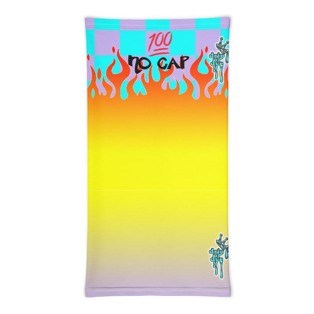 CRXWN | Drip or Dye Custom Checkers N' Flames Print 3-in-1 UNISEX Gaiter Teal Purple