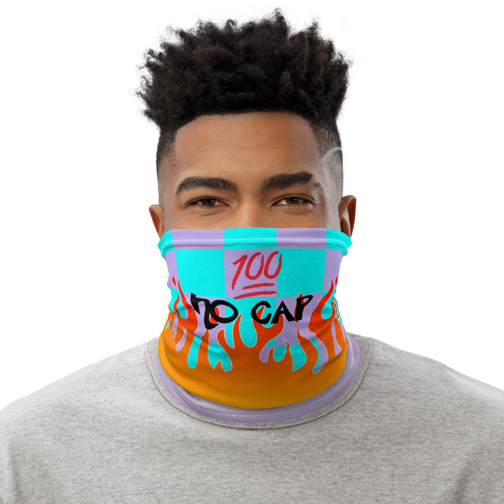CRXWN | Drip or Dye Custom Checkers N' Flames Print 3-in-1 UNISEX Gaiter Teal Purple