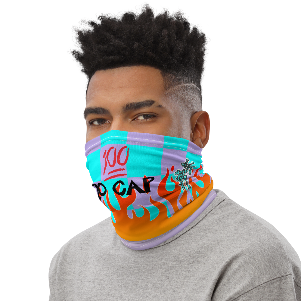 CRXWN | Drip or Dye Custom Checkers N' Flames Print 3-in-1 UNISEX Gaiter Teal Purple