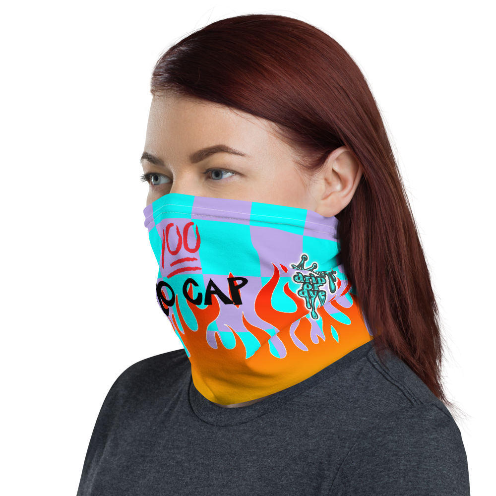 CRXWN | Drip or Dye Custom Checkers N' Flames Print 3-in-1 UNISEX Gaiter Teal Purple