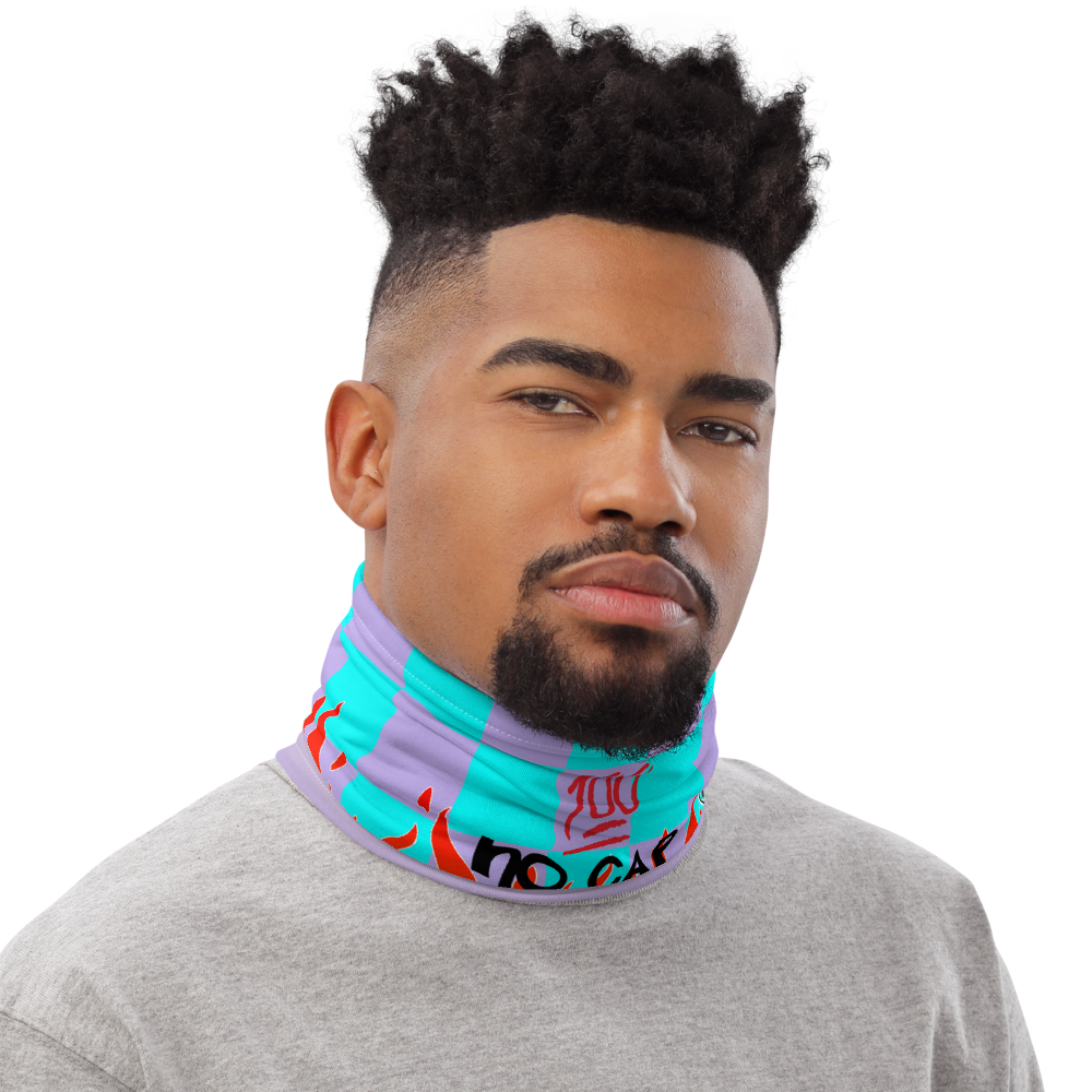 CRXWN | Drip or Dye Custom Checkers N' Flames Print 3-in-1 UNISEX Gaiter Teal Purple