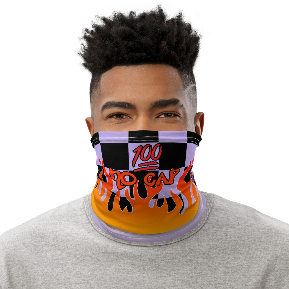 CRXWN | Drip or Dye Custom Checkers N' Flames Print 3-in-1 UNISEX Gaiter Pastel Purple