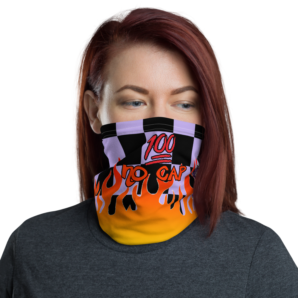 CRXWN | Drip or Dye Custom Checkers N' Flames Print 3-in-1 UNISEX Gaiter Pastel Purple