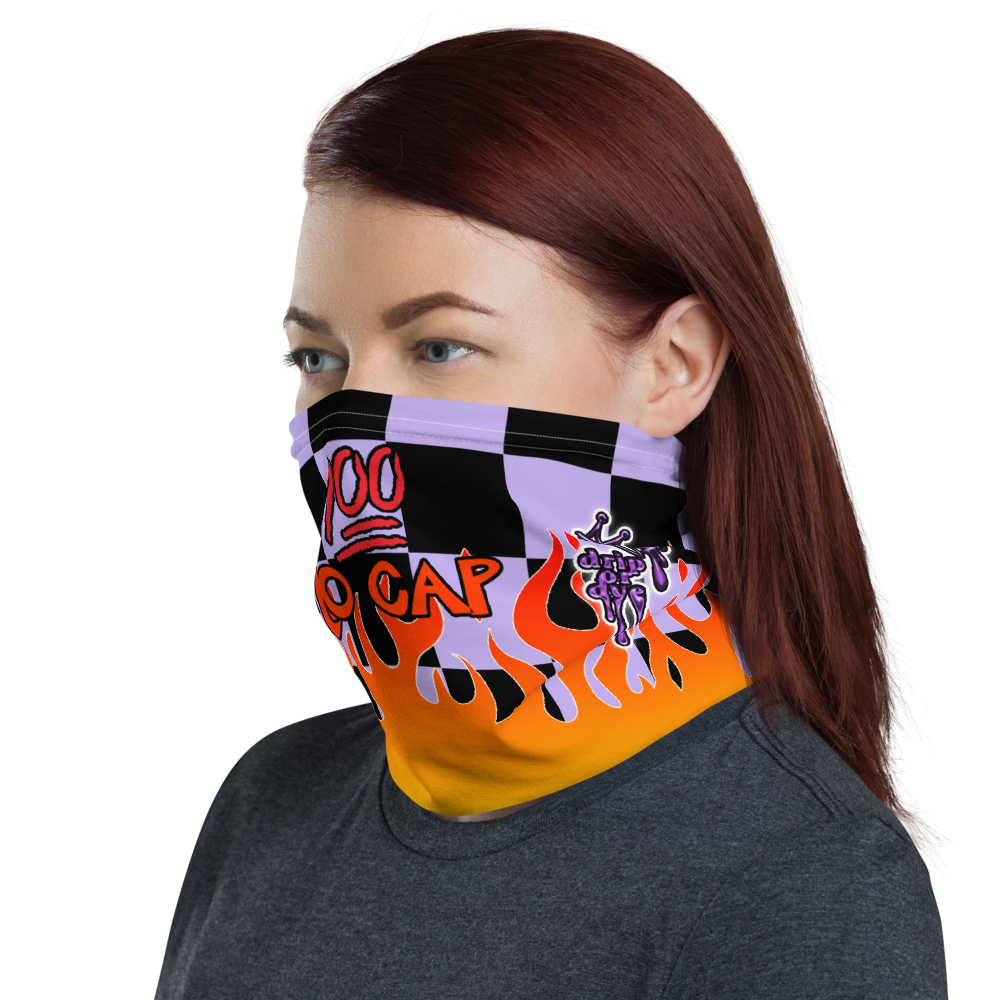 CRXWN | Drip or Dye Custom Checkers N' Flames Print 3-in-1 UNISEX Gaiter Pastel Purple