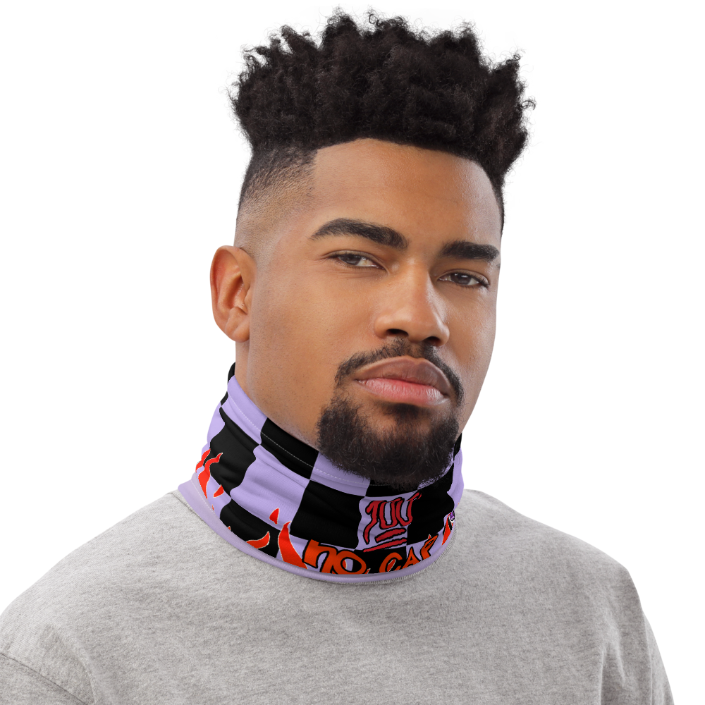 CRXWN | Drip or Dye Custom Checkers N' Flames Print 3-in-1 UNISEX Gaiter Pastel Purple