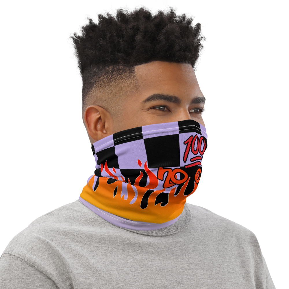 CRXWN | Drip or Dye Custom Checkers N' Flames Print 3-in-1 UNISEX Gaiter Pastel Purple