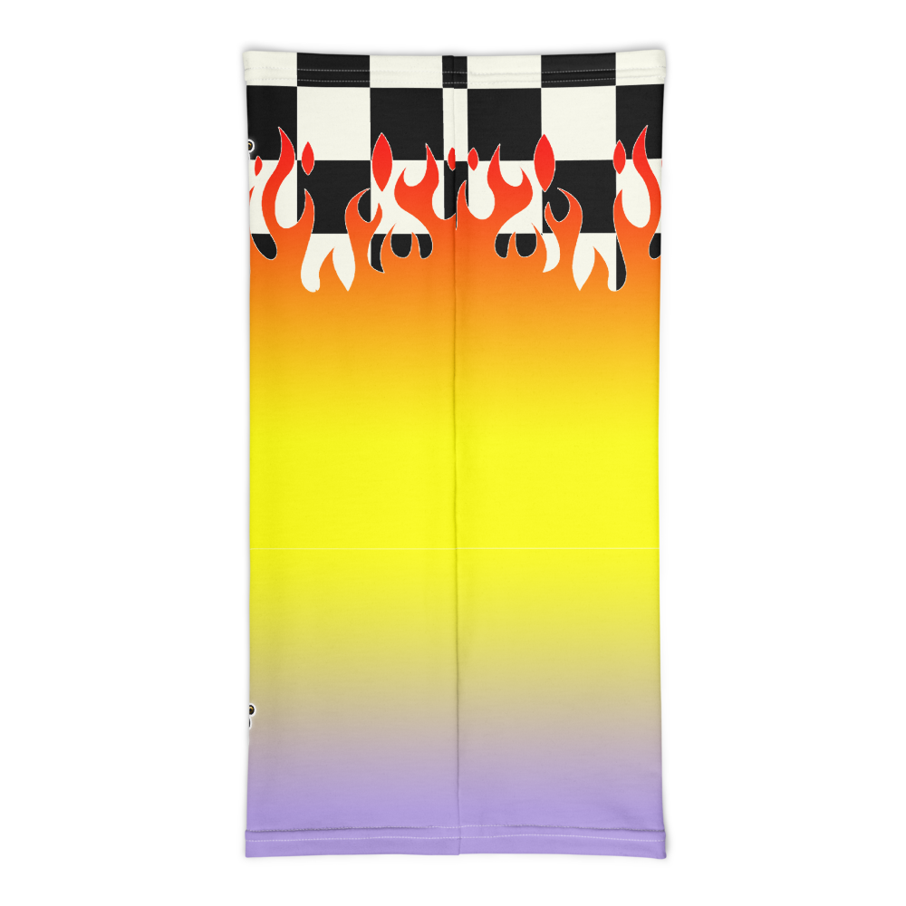 CRXWN | Drip or Dye Custom Checkers N' Flames Print 3-in-1 UNISEX Gaiter