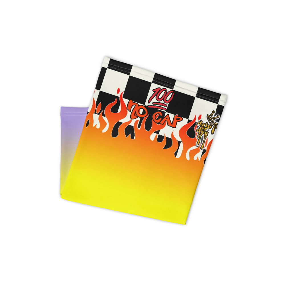 CRXWN | Drip or Dye Custom Checkers N' Flames Print 3-in-1 UNISEX Gaiter
