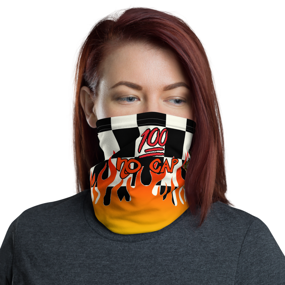 CRXWN | Drip or Dye Custom Checkers N' Flames Print 3-in-1 UNISEX Gaiter
