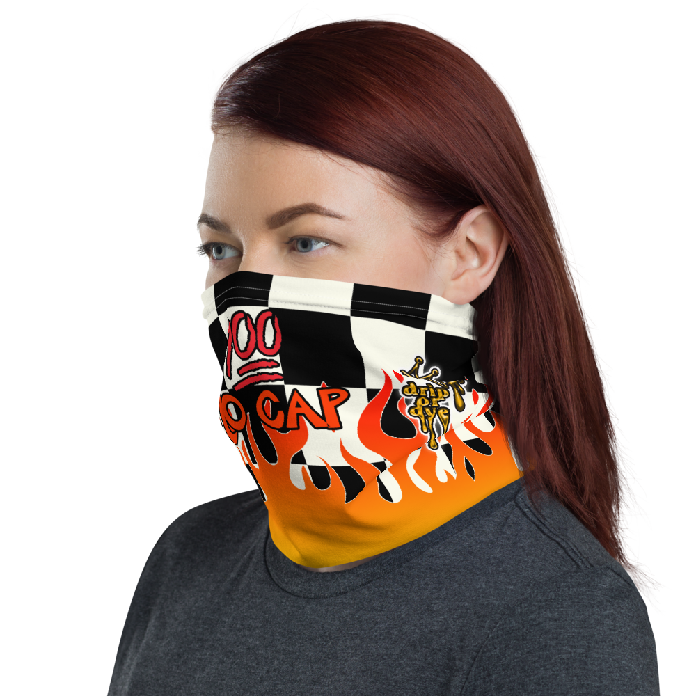 CRXWN | Drip or Dye Custom Checkers N' Flames Print 3-in-1 UNISEX Gaiter
