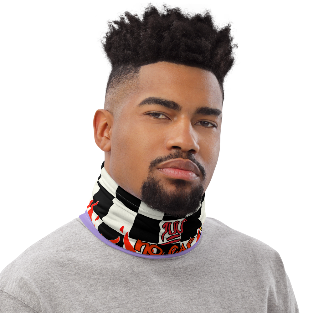 CRXWN | Drip or Dye Custom Checkers N' Flames Print 3-in-1 UNISEX Gaiter