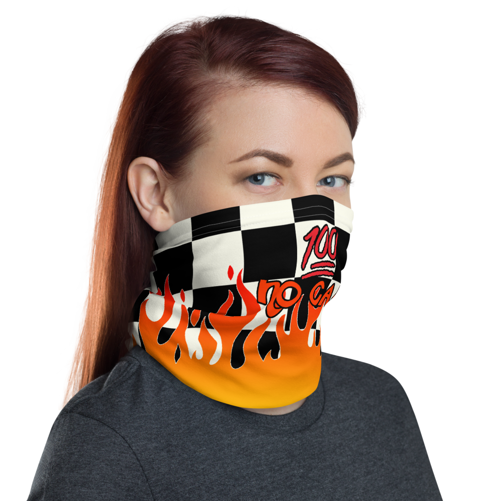 CRXWN | Drip or Dye Custom Checkers N' Flames Print 3-in-1 UNISEX Gaiter