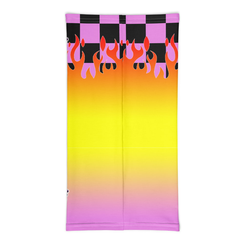 CRXWN | Drip or Dye Custom Checkers N' Flames Print 3-in-1 UNISEX Gaiter Digital Pink