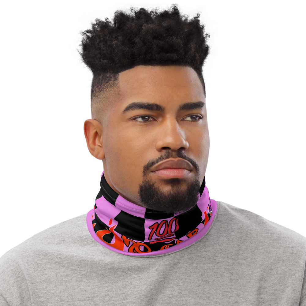 CRXWN | Drip or Dye Custom Checkers N' Flames Print 3-in-1 UNISEX Gaiter Digital Pink