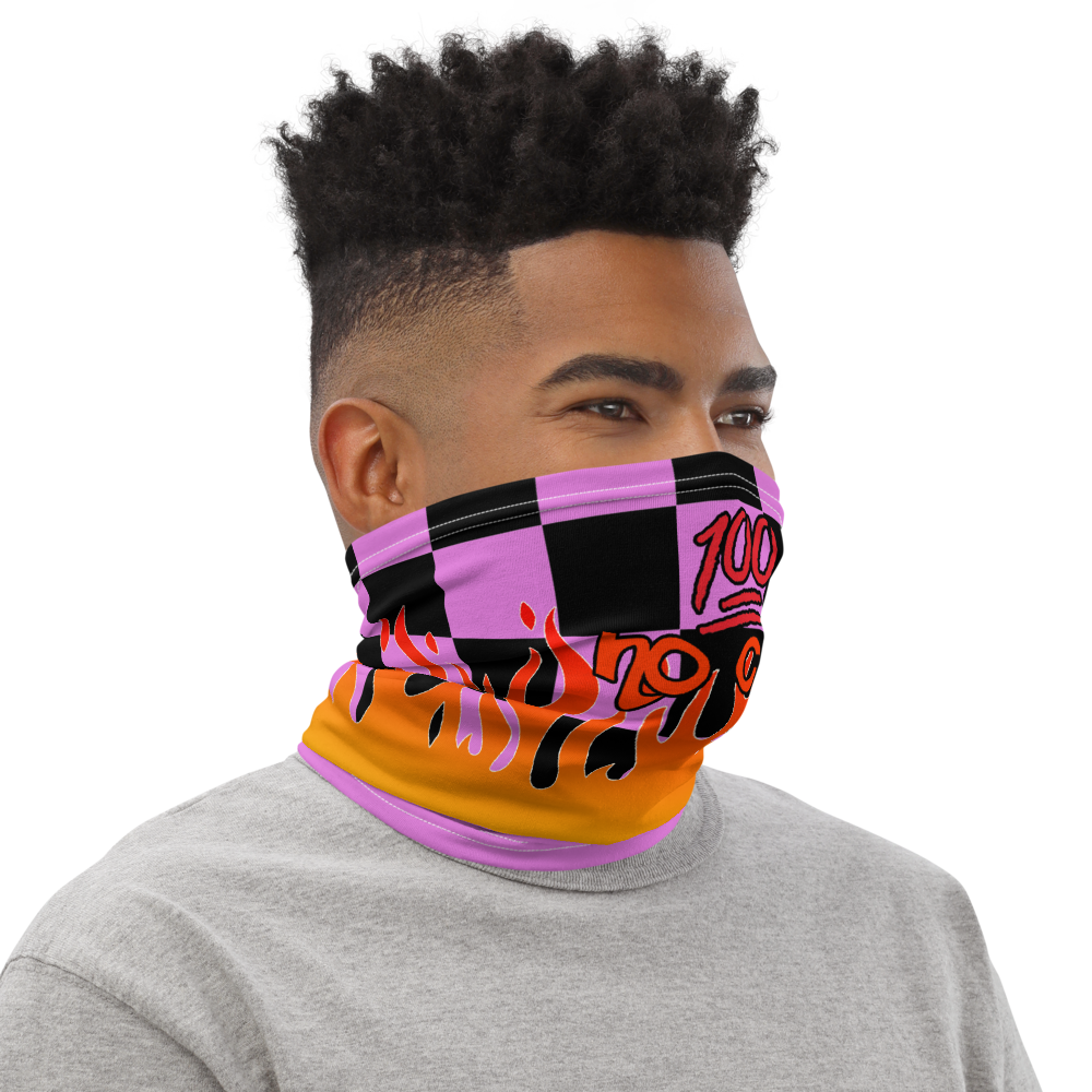 CRXWN | Drip or Dye Custom Checkers N' Flames Print 3-in-1 UNISEX Gaiter Digital Pink