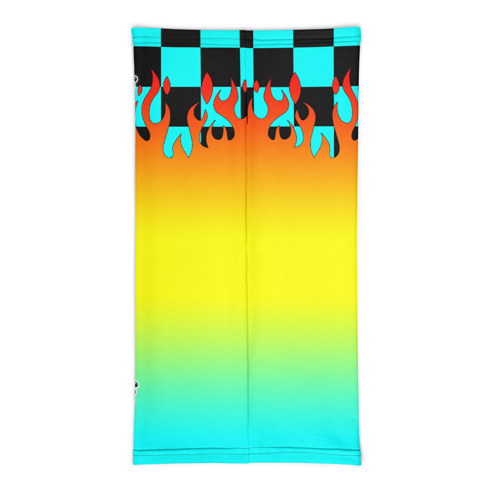 CRXWN | Drip or Dye Custom Checkers N' Flames Print 3-in-1 UNISEX Gaiter Teal