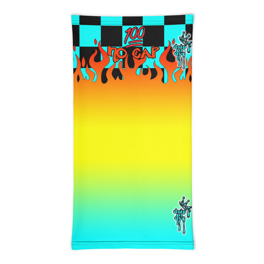 CRXWN | Drip or Dye Custom Checkers N' Flames Print 3-in-1 UNISEX Gaiter Teal