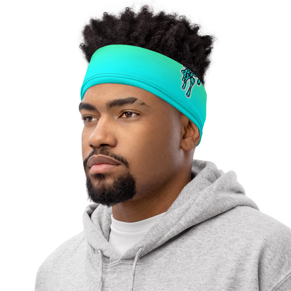 CRXWN | Drip or Dye Custom Checkers N' Flames Print 3-in-1 UNISEX Gaiter Teal
