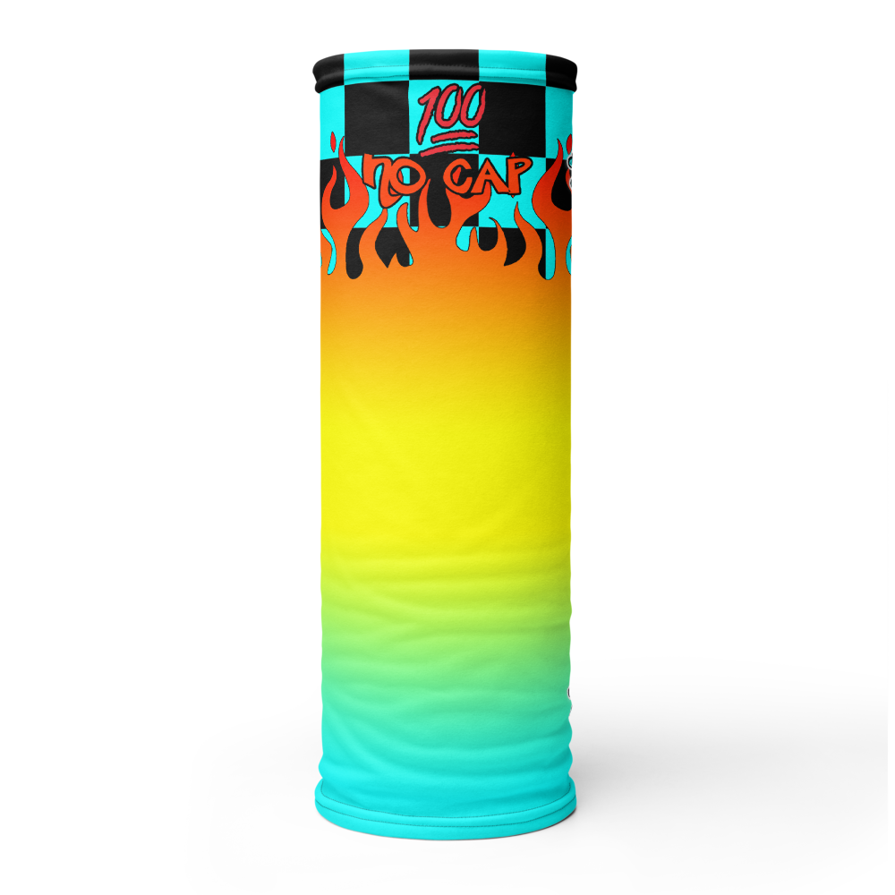 CRXWN | Drip or Dye Custom Checkers N' Flames Print 3-in-1 UNISEX Gaiter Teal