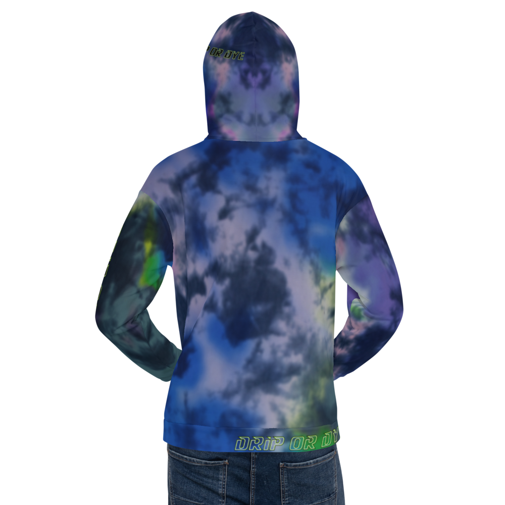CRXWN | Drip or Dye | Tie Dye Season of Love 1 Cosmic Prophet Custom Unisex Hoodie and the Heavens Parted Color Cloud Hyper Royal Blue Ocean
