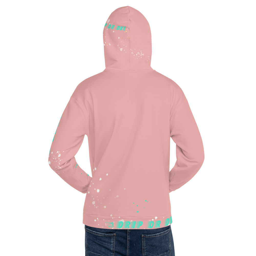 CRXWN | Drip or Dye | HUES Season 1 Back 2 Basics Unisex Comfort Hoodie Stripes N' Zoom Splatter Pastel Miami Art Basel Pink Teal