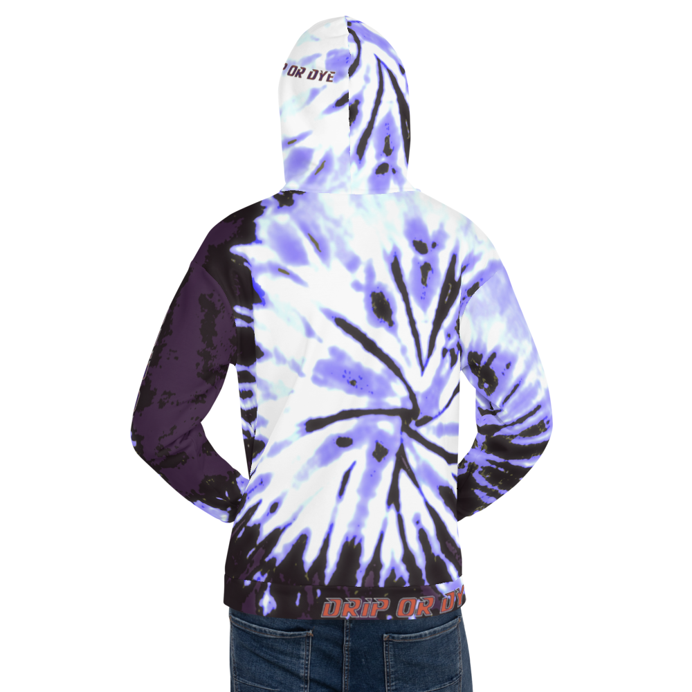 CRXWN | Drip or Dye | Tie Dye Season of Love 1 Cosmic Prophet Custom Unisex Hoodie Digital Spider Spiral Deep Purple Royal