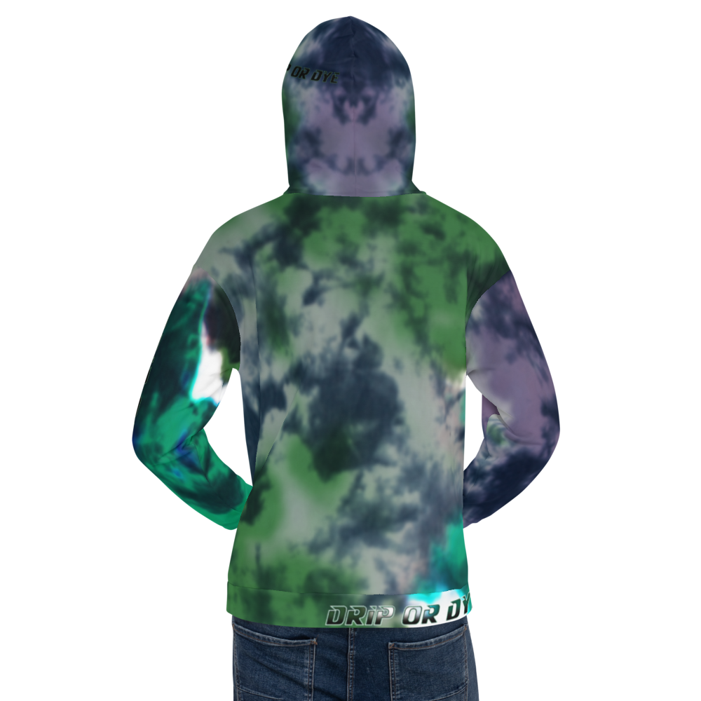 CRXWN | Drip or Dye | Tie Dye Season of Love 1 Cosmic Prophet Custom Unisex Hoodie and the Heavens Parted Color Clouds Leaves in Green Trees