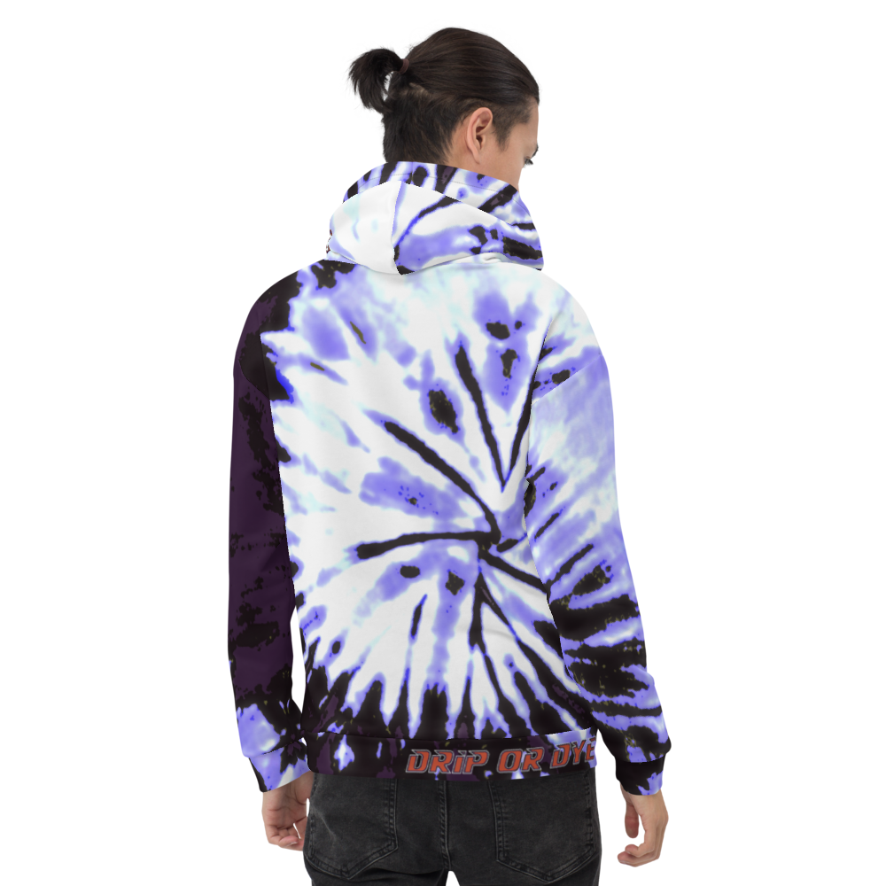 CRXWN | Drip or Dye | Tie Dye Season of Love 1 Cosmic Prophet Custom Unisex Hoodie Digital Spider Spiral Deep Purple Royal