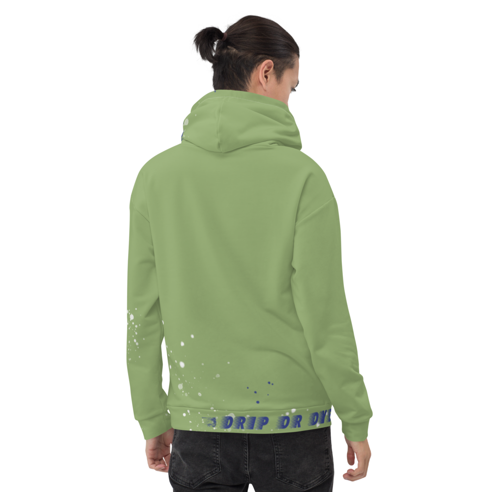 CRXWN | Drip or Dye | HUES Season 1 Back 2 Basics Unisex Comfort Hoodie Stripes N' Zoom Splatter Leaf Green Atomic Blue