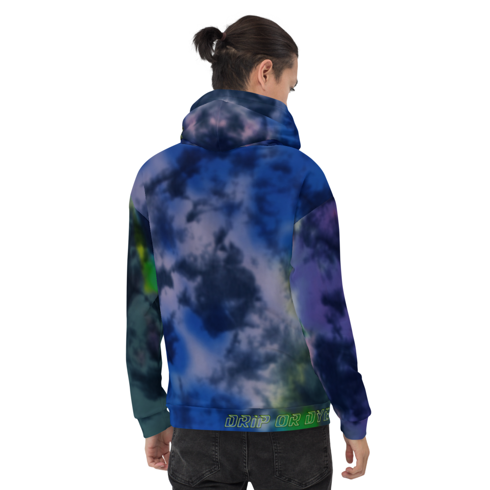 CRXWN | Drip or Dye | Tie Dye Season of Love 1 Cosmic Prophet Custom Unisex Hoodie and the Heavens Parted Color Cloud Hyper Royal Blue Ocean