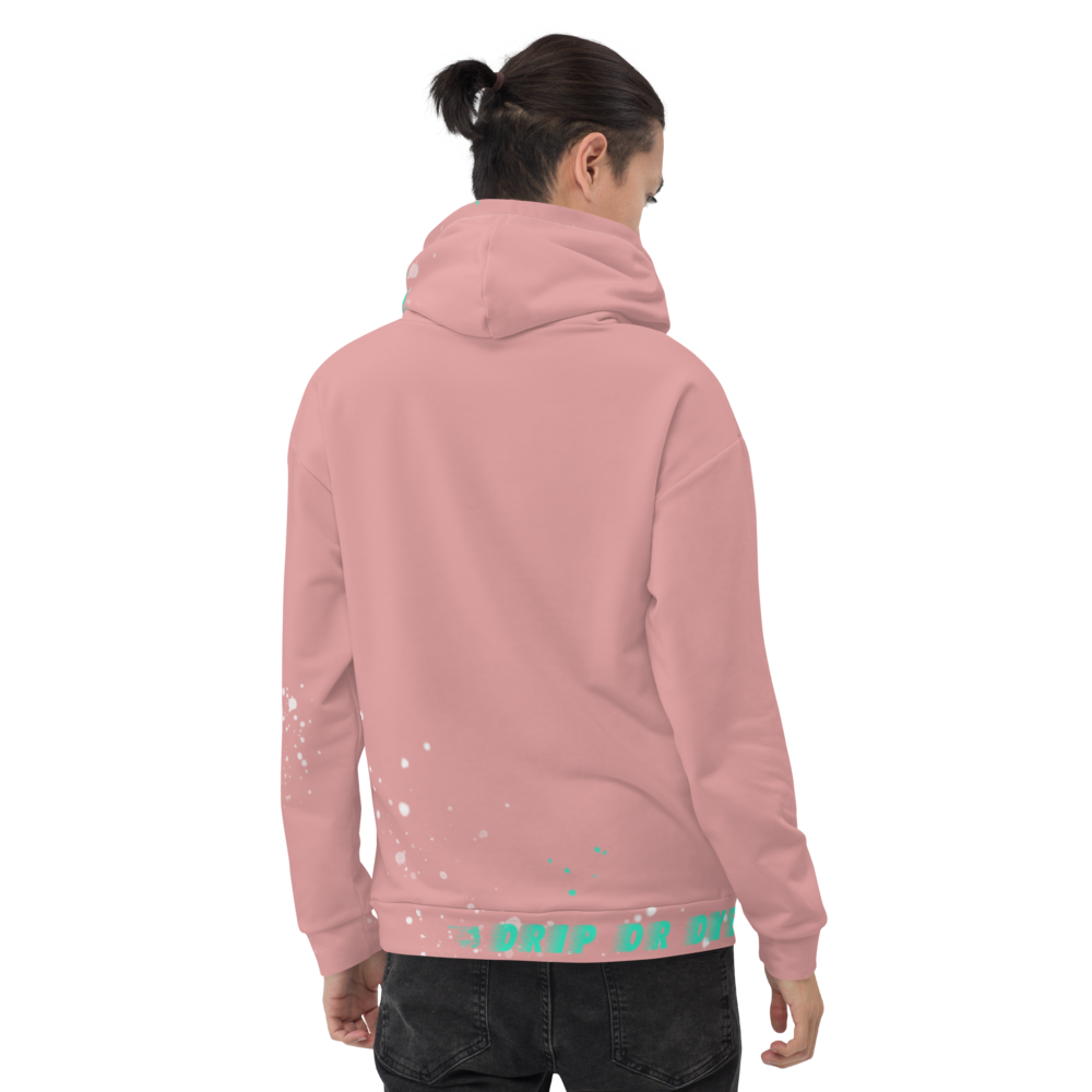 CRXWN | Drip or Dye | HUES Season 1 Back 2 Basics Unisex Comfort Hoodie Stripes N' Zoom Splatter Pastel Miami Art Basel Pink Teal