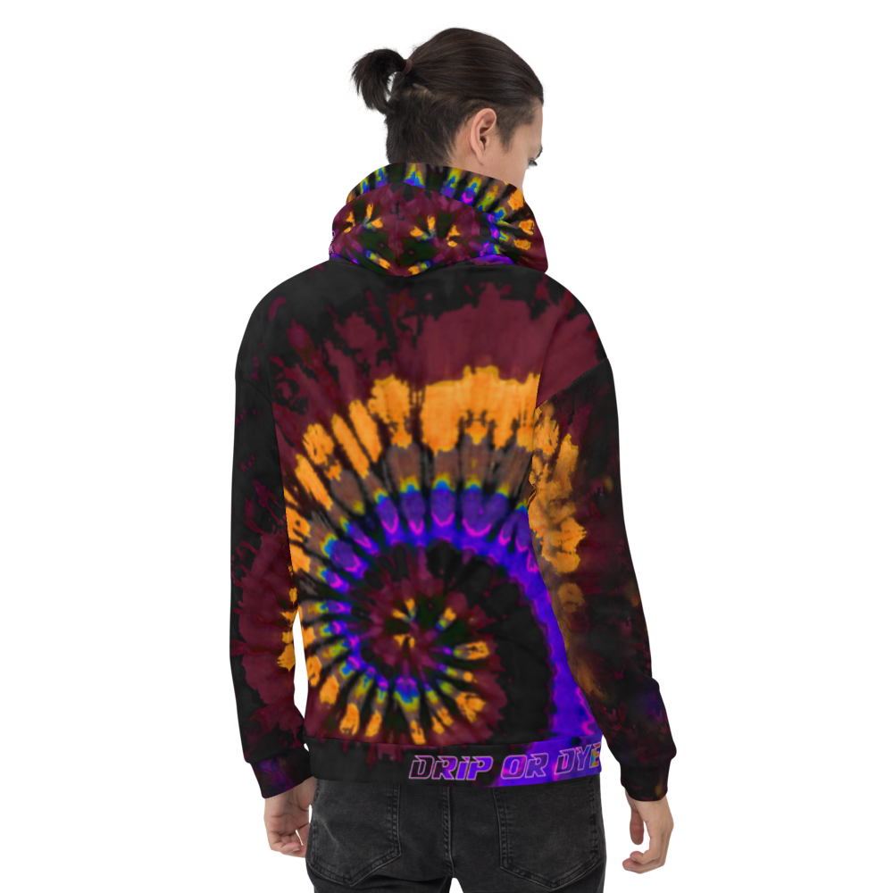 CRXWN | Drip or Dye | Tye Dye Season of Love 1 Cosmic Prophet Custom Unisex Hoodie Spiral Fire Code