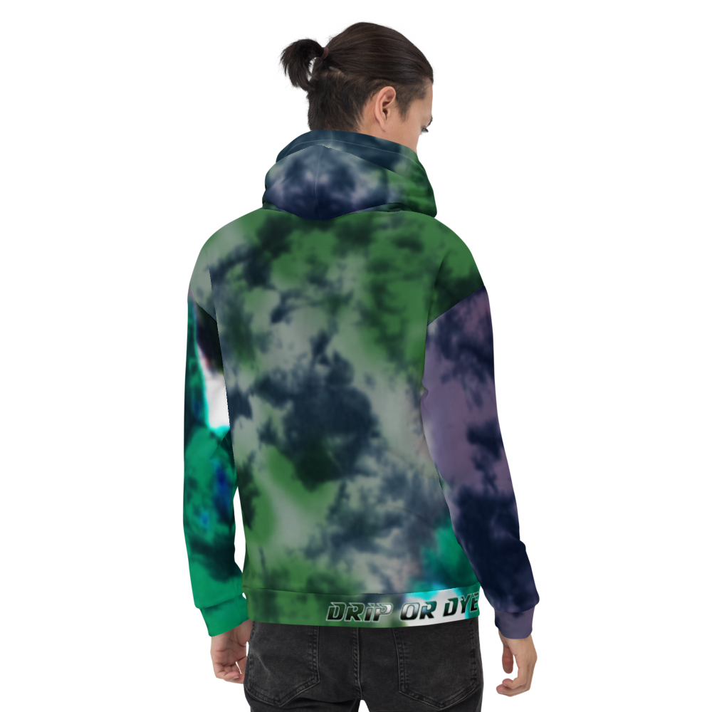 CRXWN | Drip or Dye | Tie Dye Season of Love 1 Cosmic Prophet Custom Unisex Hoodie and the Heavens Parted Color Clouds Leaves in Green Trees
