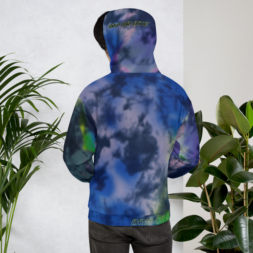 CRXWN | Drip or Dye | Tie Dye Season of Love 1 Cosmic Prophet Custom Unisex Hoodie and the Heavens Parted Color Cloud Hyper Royal Blue Ocean