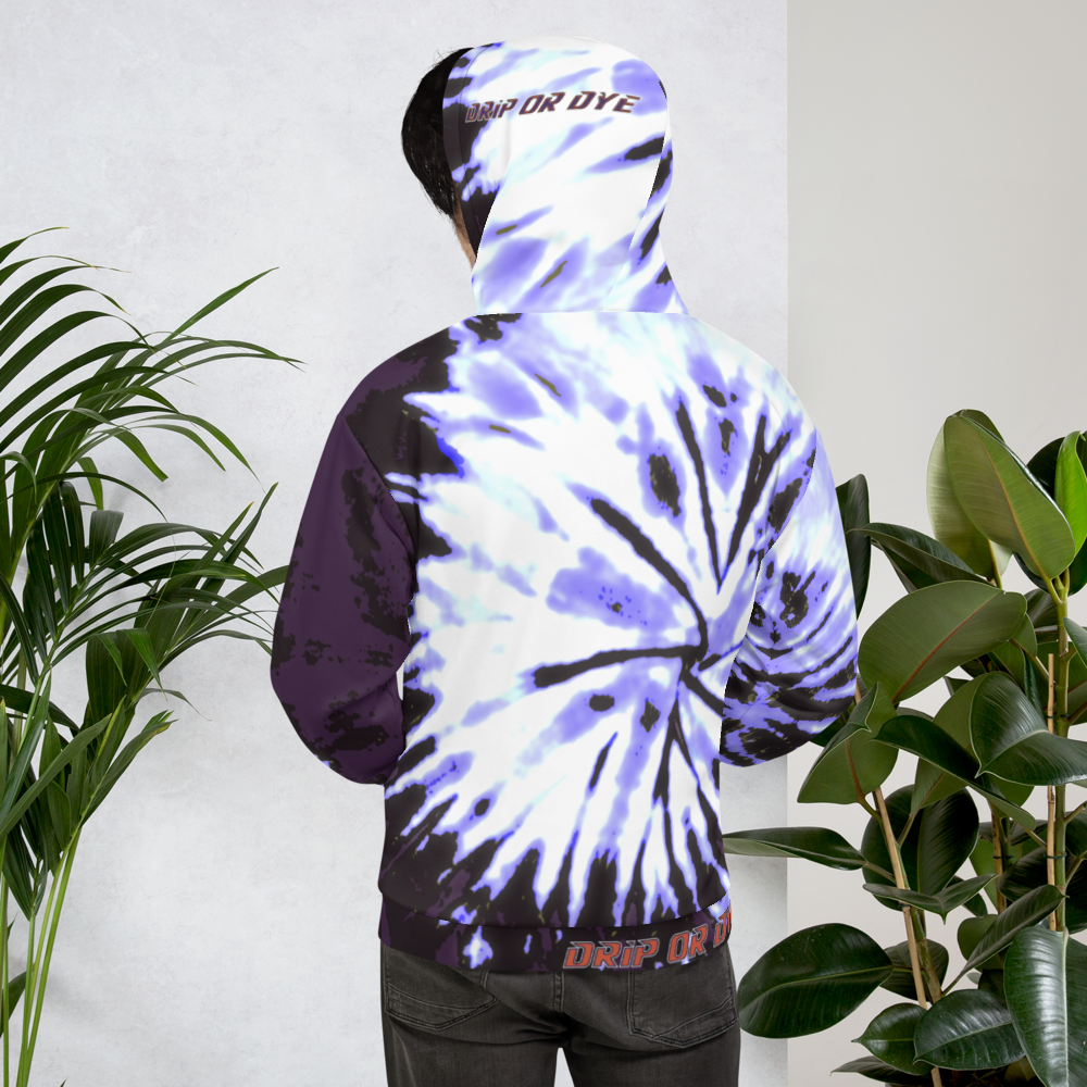 CRXWN | Drip or Dye | Tie Dye Season of Love 1 Cosmic Prophet Custom Unisex Hoodie Digital Spider Spiral Deep Purple Royal
