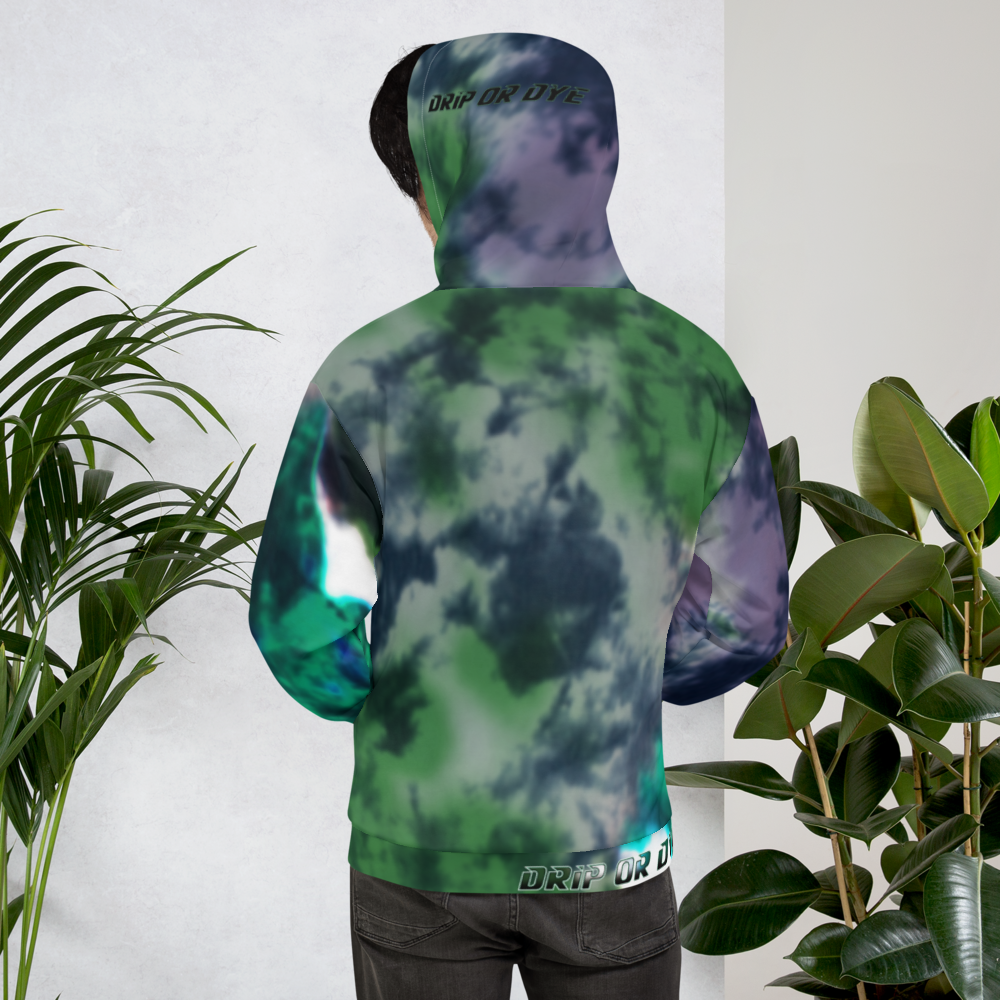 CRXWN | Drip or Dye | Tie Dye Season of Love 1 Cosmic Prophet Custom Unisex Hoodie and the Heavens Parted Color Clouds Leaves in Green Trees