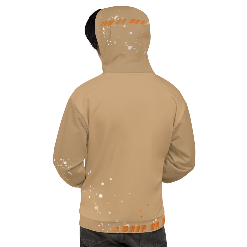 CRXWN | Drip or Dye | HUES Season 1 Back 2 Basics Unisex Comfort Hoodie Stripes N' Zoom Splatter Tan Sienna Oranges