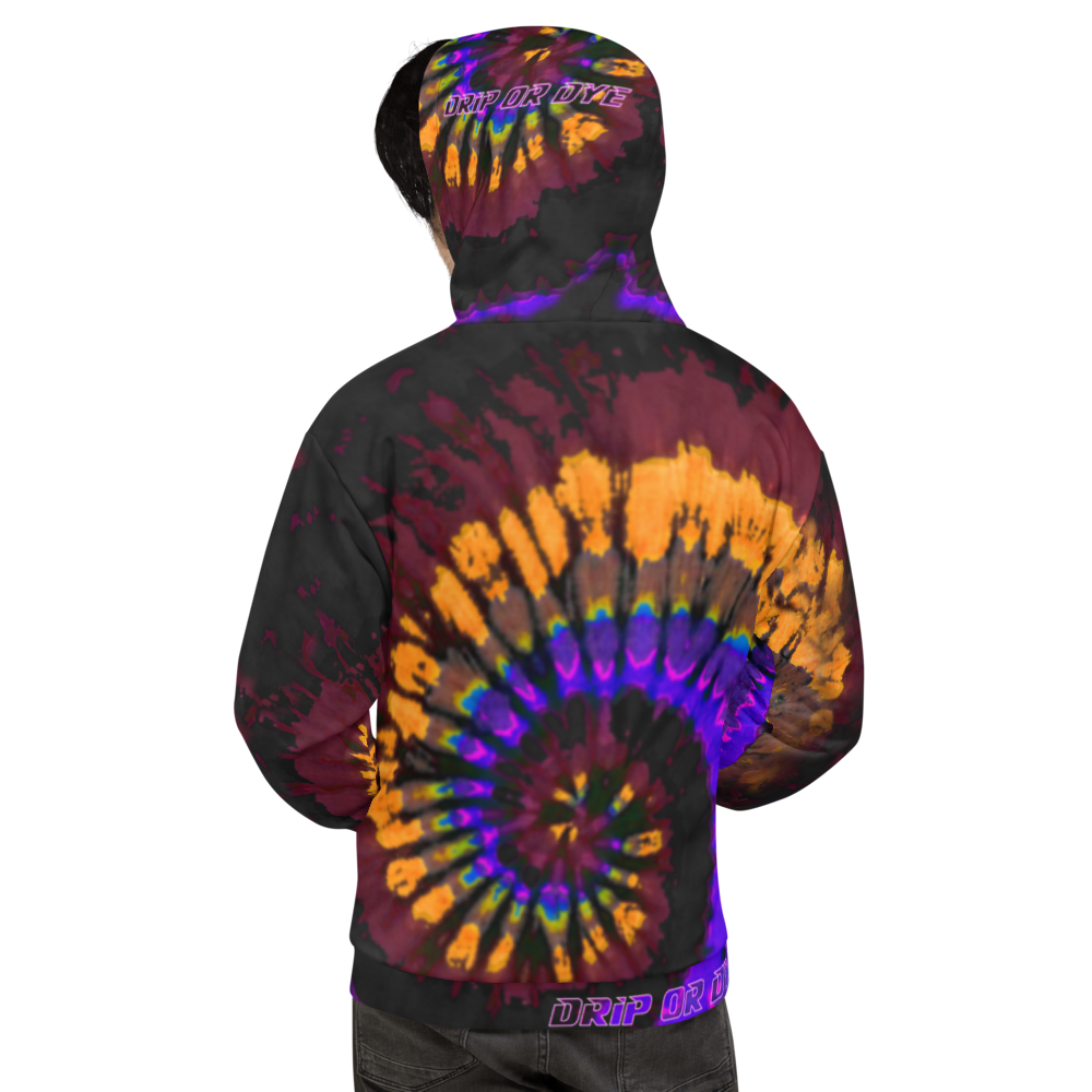 CRXWN | Drip or Dye | Tye Dye Season of Love 1 Cosmic Prophet Custom Unisex Hoodie Spiral Fire Code