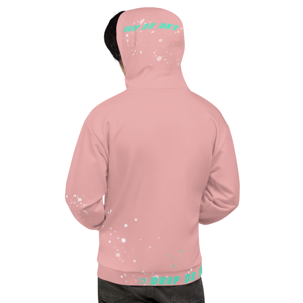 CRXWN | Drip or Dye | HUES Season 1 Back 2 Basics Unisex Comfort Hoodie Stripes N' Zoom Splatter Pastel Miami Art Basel Pink Teal