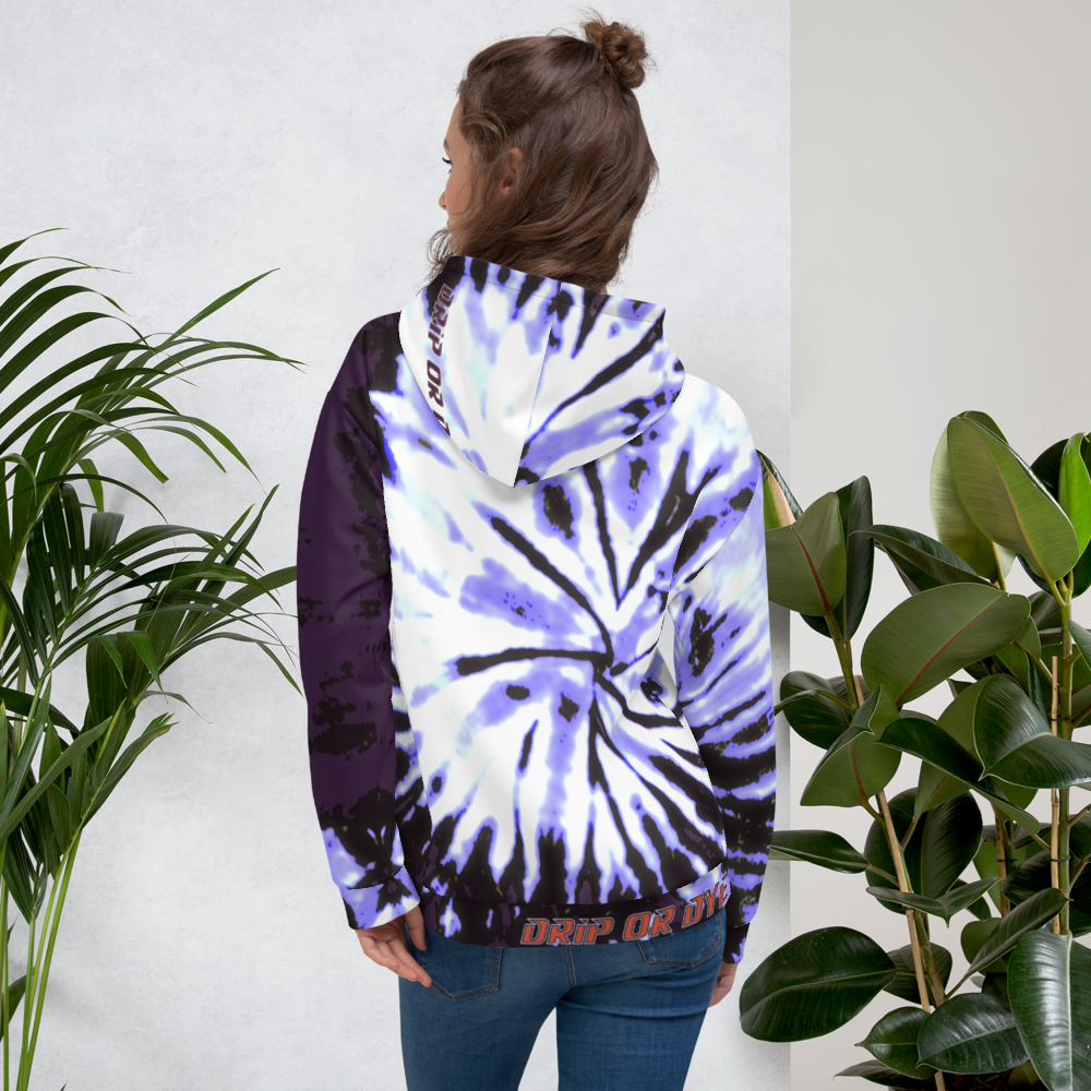 CRXWN | Drip or Dye | Tie Dye Season of Love 1 Cosmic Prophet Custom Unisex Hoodie Digital Spider Spiral Deep Purple Royal