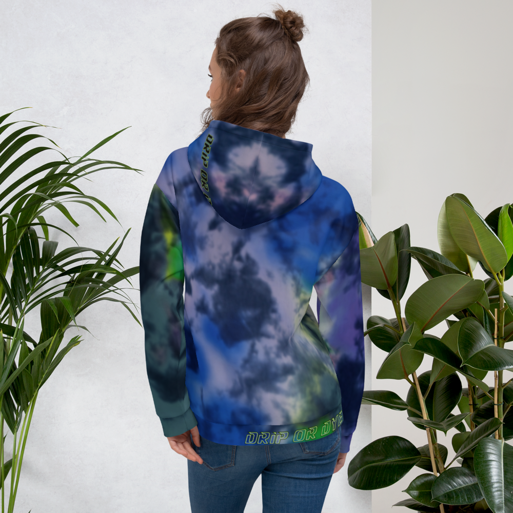 CRXWN | Drip or Dye | Tie Dye Season of Love 1 Cosmic Prophet Custom Unisex Hoodie and the Heavens Parted Color Cloud Hyper Royal Blue Ocean