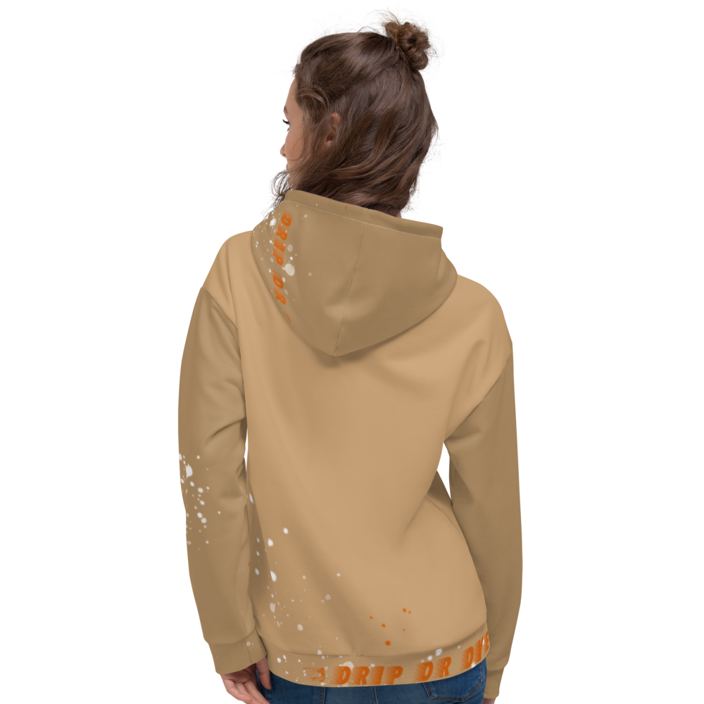 CRXWN | Drip or Dye | HUES Season 1 Back 2 Basics Unisex Comfort Hoodie Stripes N' Zoom Splatter Tan Sienna Oranges
