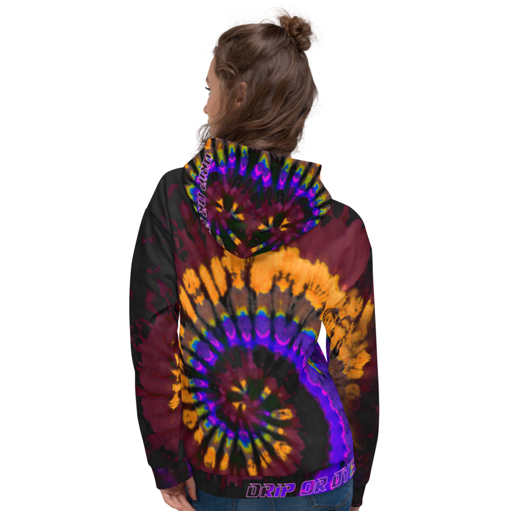 CRXWN | Drip or Dye | Tye Dye Season of Love 1 Cosmic Prophet Custom Unisex Hoodie Spiral Fire Code