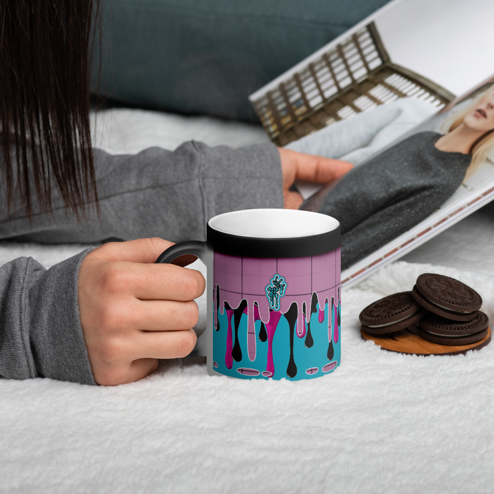 CRXWN | Drip or Dye | Plaid Season 1 Matte Black Magik Mug COFFEE MUG Pink N Blue