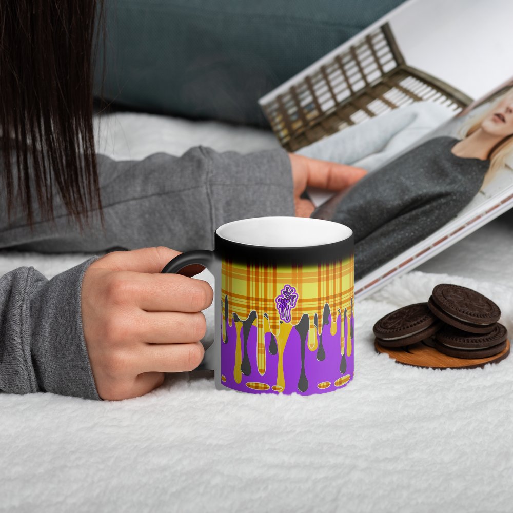 CRXWN | Drip or Dye | Plaid Season 1 Matte Black Magik Mug COFFEE MUG Grapes in Sunshine
