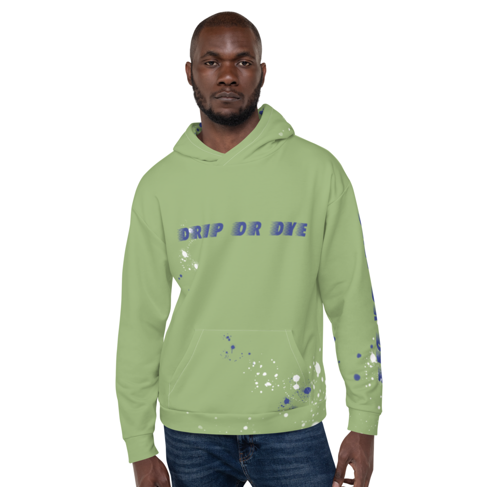 CRXWN | Drip or Dye | HUES Season 1 Back 2 Basics Unisex Comfort Hoodie Stripes N' Zoom Splatter Leaf Green Atomic Blue
