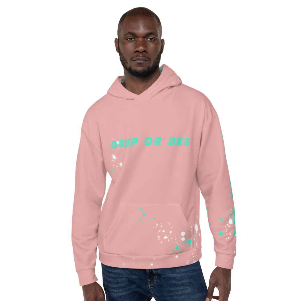 CRXWN | Drip or Dye | HUES Season 1 Back 2 Basics Unisex Comfort Hoodie Stripes N' Zoom Splatter Pastel Miami Art Basel Pink Teal