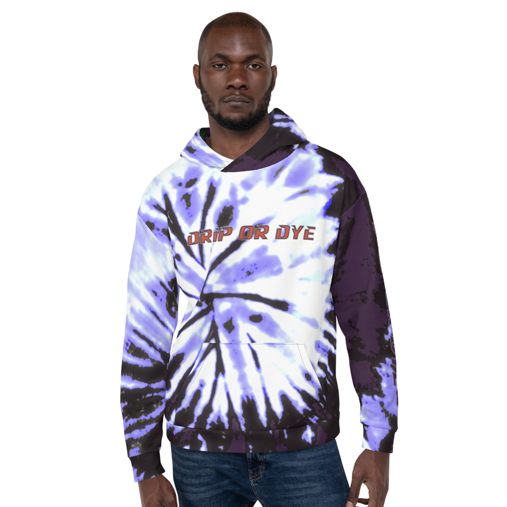 CRXWN | Drip or Dye | Tie Dye Season of Love 1 Cosmic Prophet Custom Unisex Hoodie Digital Spider Spiral Deep Purple Royal