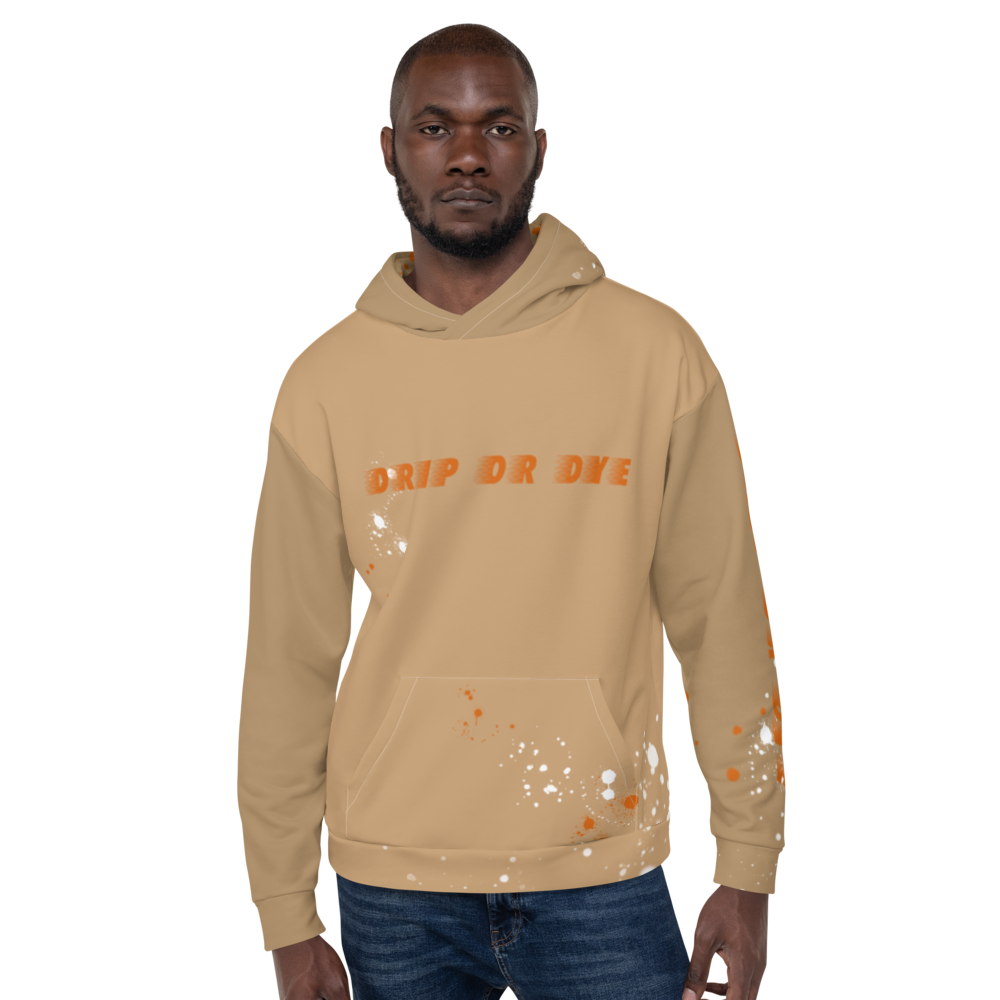CRXWN | Drip or Dye | HUES Season 1 Back 2 Basics Unisex Comfort Hoodie Stripes N' Zoom Splatter Tan Sienna Oranges