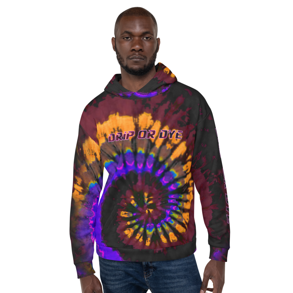 CRXWN | Drip or Dye | Tye Dye Season of Love 1 Cosmic Prophet Custom Unisex Hoodie Spiral Fire Code